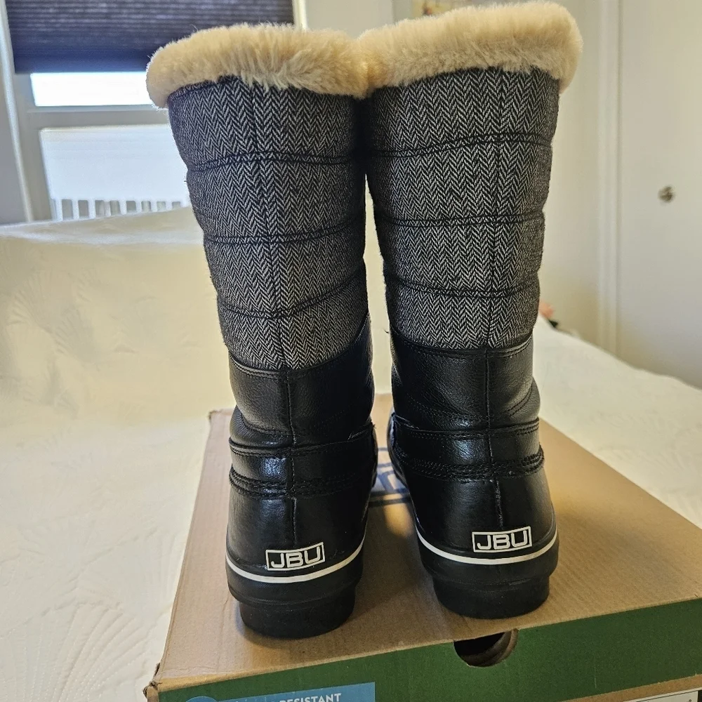 JBU by Jambu Women's Chilly Mid-Calf Boots Faux Leather Faux Fur Lined Size 8